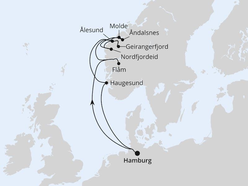 Norwegens Fjorde mit Geiranger ab Hamburg