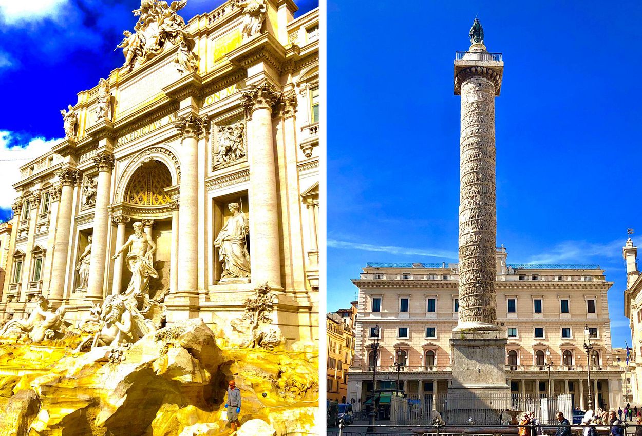 Der Trevi Brunnen und der Obelisk von Mark Aurel