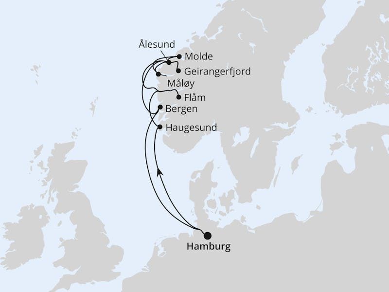 Norwegens Fjorde mit Geiranger ab Hamburg