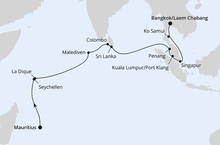 Impressionn zu AIDA PREMIUM All Inclusive Transasien 2026/27 - AIDAstella - Von Mauritius über die Seychellen nach Bangkok