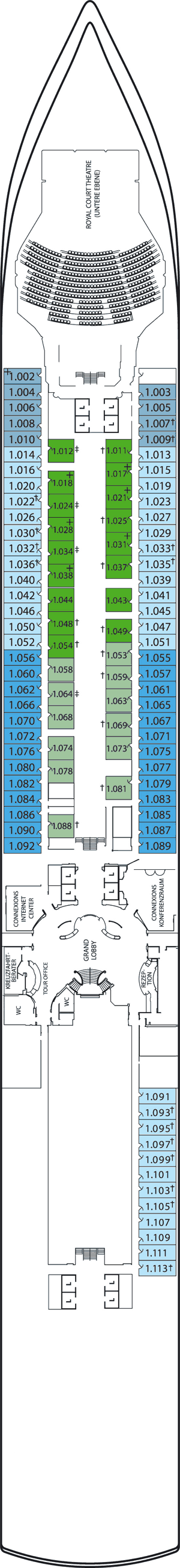 Queen Victoria - Cunard Line - Deck 1 (Deck 1)