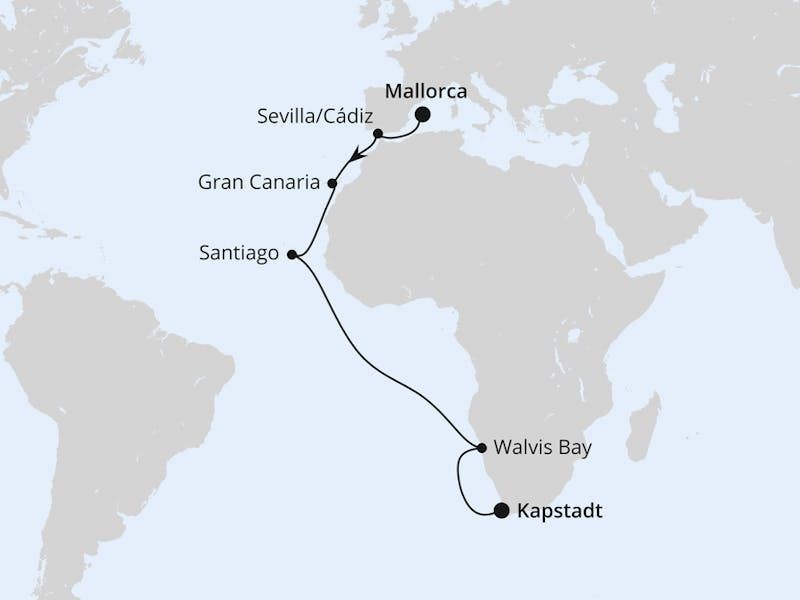 Von Mallorca über Namibia nach Kapstadt