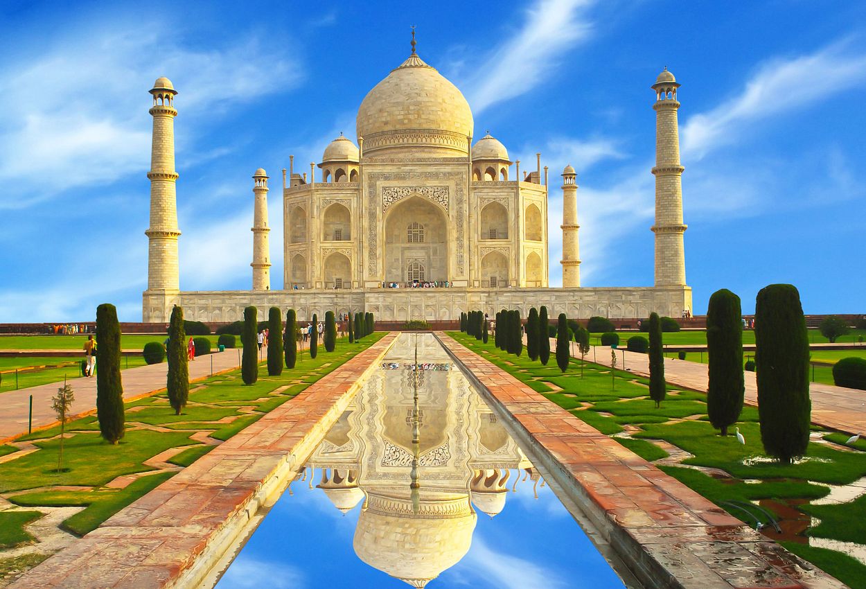 Blick auf den Taj Mahal in Indien
